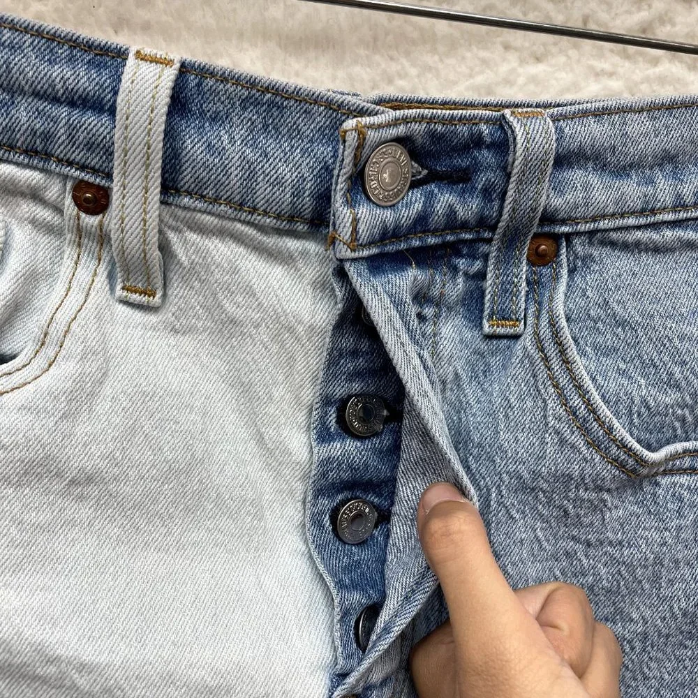 Levi's 501 Denim Shorts Womens 6 27 Two Tone Split Dye Mid Rise Button Fly - Picture 3 of 11